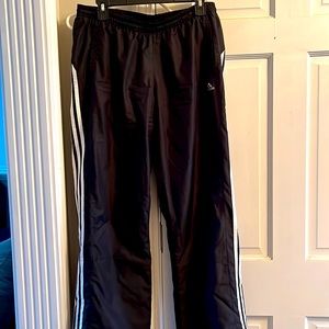 Adidas women’s large black and white striped track pants